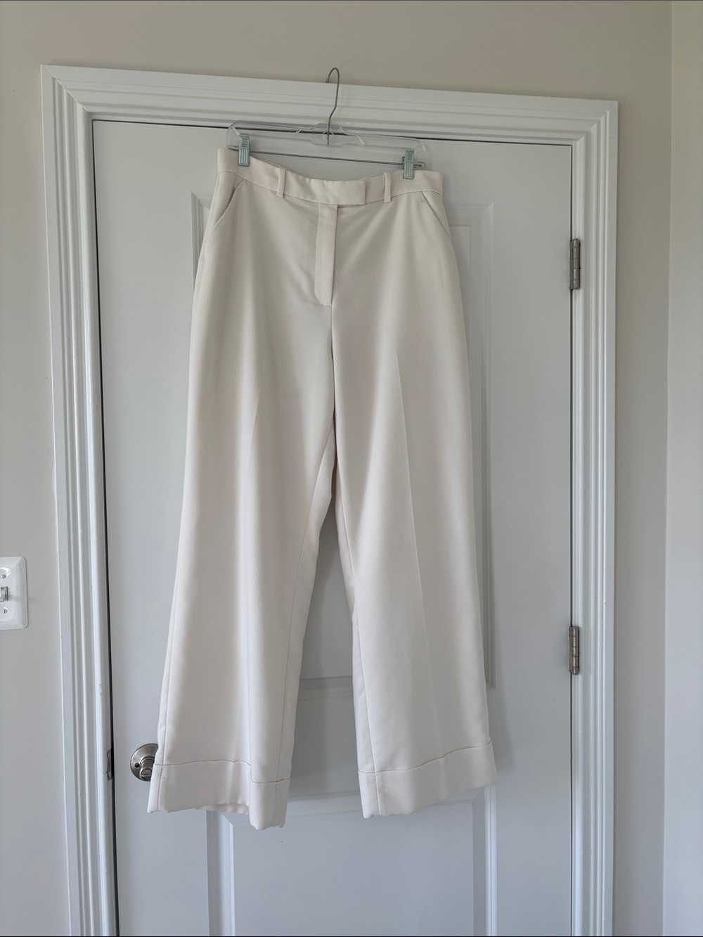 Abercrombie & Fitch Cream Wide-Leg Trousers